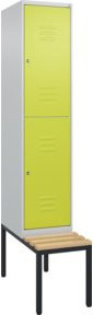 C+P Doppelstock-Spind Classic PLUS Sitzbank mit 1 Abteil und Zylinderschloss, Sitzfläche aus Buche-Hartholz, B/T/H: 212,0 x 40,0 x 81,5 cm - Bild 1