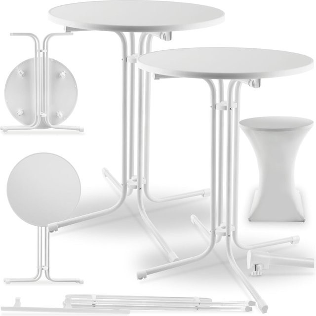 tectake Stehtisch Eren Rund mit Tischhusse Weiß H x B x T: 110 x 90 x 90 cm - Bild 1