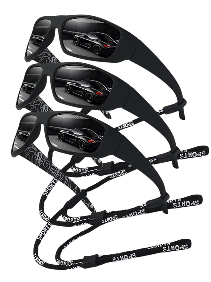 Sport-Sonnenbrille, Vollrand, Kunststoff, Schwarz, Unisex - Bild 3