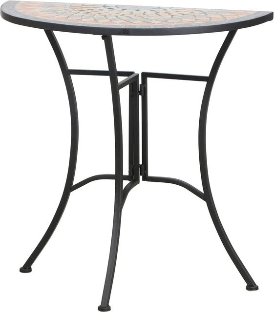 Siena Garden Prato Gartentisch mit Keramikplatte in Mosaikoptik und Stahlgestell, Schwarz, B/T/H: 70 x 35 x 71,5 cm - Bild 1