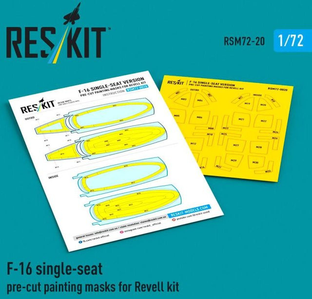 Revell F-16 single-seat, Pre-cut painting masks, Zubehör, 1:72 - Bild 1