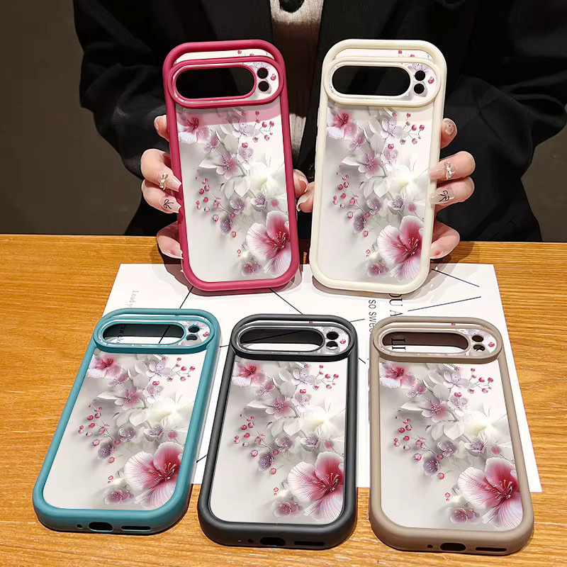 Stoßfeste TPU-Handyhülle mit Pfirsichblüten-Muster für Google Pixel 10 9 8 7 Pro XL 7A 8A 9A in Blau - Bild 2