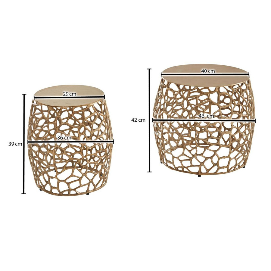 Wohnling Beistelltisch 2er-Set modern in Gold mit runden Metallplatten, B/H/T: 46 x 42 x 45 cm - Bild 4