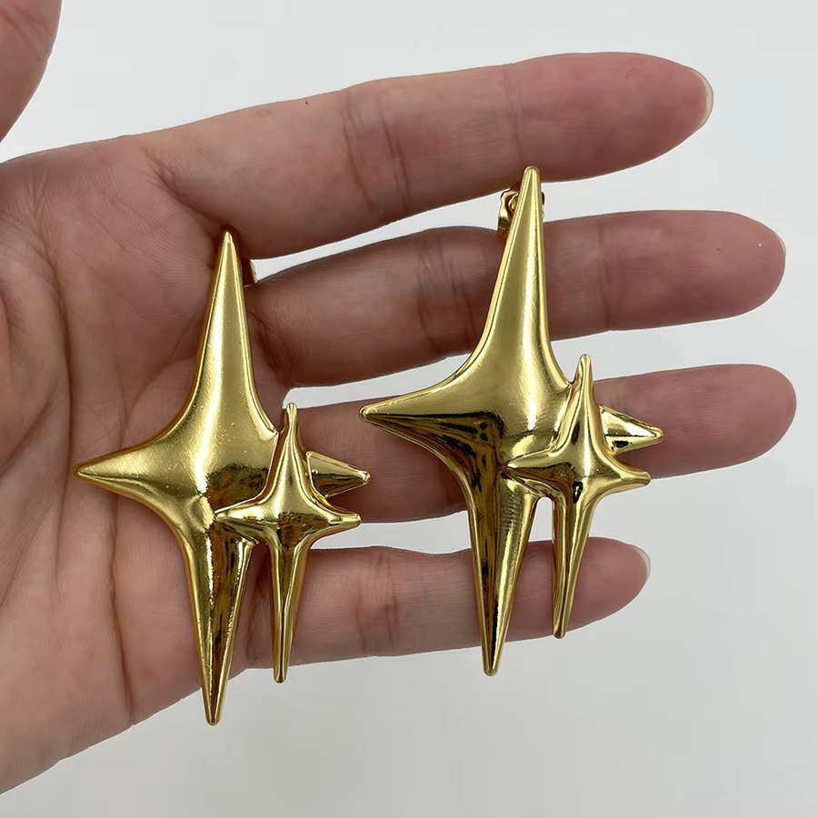 Ohrringe Stern, Gold, Messing, Damen - Bild 2