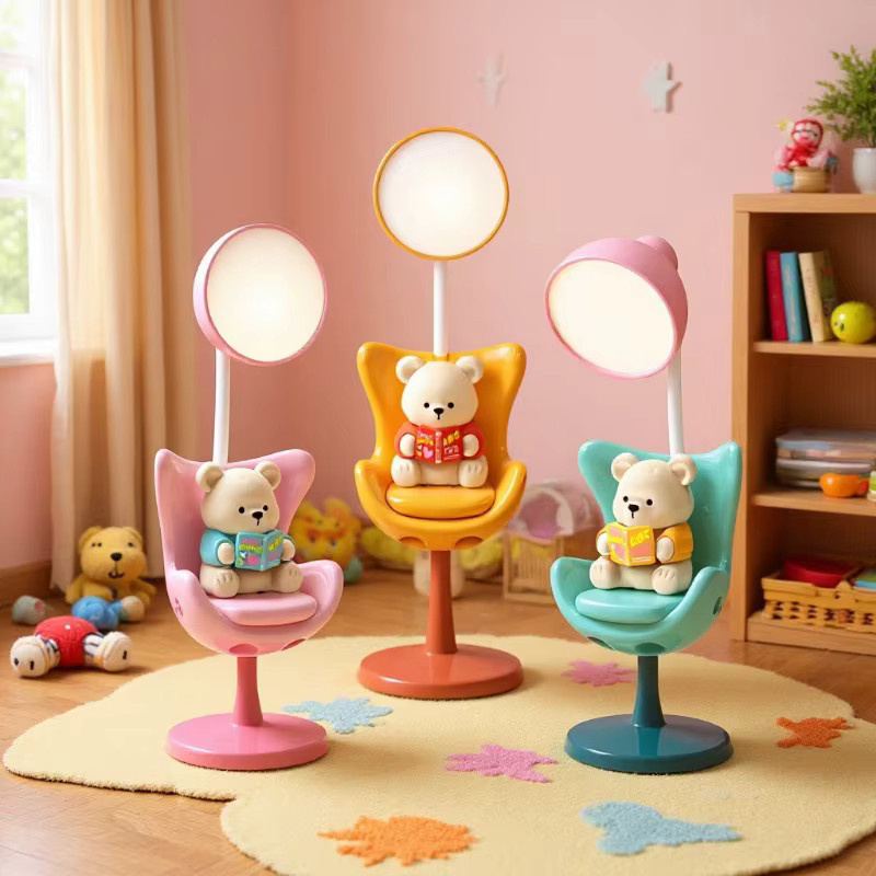 Lyfs LED Schreibtischlampe Bär in Weiß mit Telefonhalter, dimmbar und mit Farbanpassung für Kinder und Studenten - Bild 2