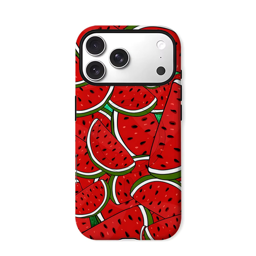 CaseChic MagSafe Schutzhülle für iPhone 17 16 15 14 Plus Pro Max mit mattem Bumper und Wassermelonen-Overlap-Design in Multicolour - Bild 5