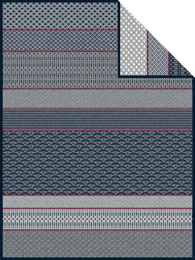 Ibena Kuscheldecke Pesaro Jacquard B/B: 150 x 200 cm, blau-rot - Bild 1