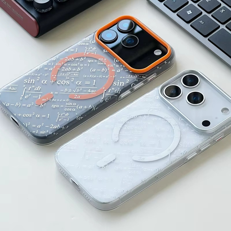 Apple MagSafe Schutzhülle mit mathematischem Formel-Design für iPhone 17 Pro Max, 16, 15, 14 in Orange, matt und transparent - Bild 2