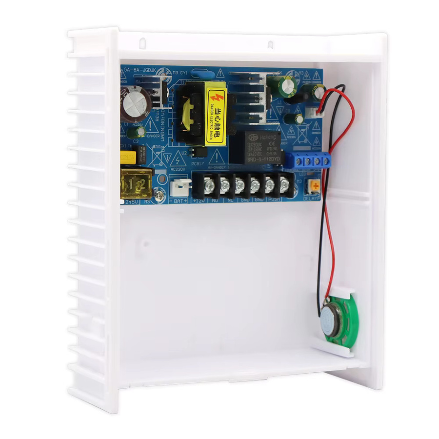 Asia-Teco Netzteil mit Backup-Batterieschnittstelle für RFID-Karten-Zutrittskontrollsysteme, 12V, Weiß - Bild 1