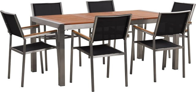 Beliani Gartentisch Set GROSSETO in Graphitgrau mit B/T/H: 180 x 90 x 87 cm - Bild 1