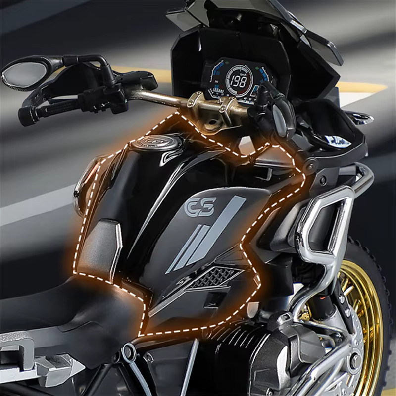 MAKEDA R1250 GS ADV Motorrad Modell, 1:10, Metall, mit Sound und Licht - Bild 5