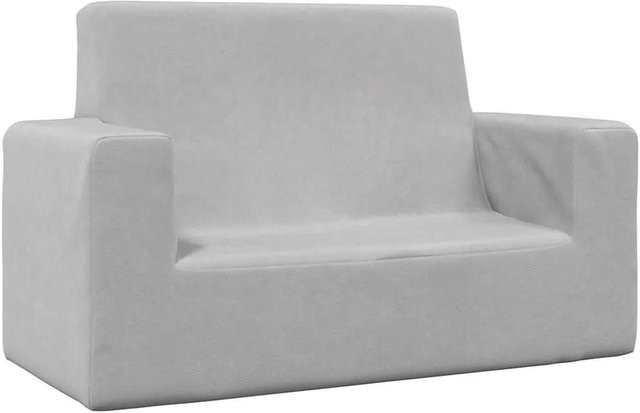 vidaXL Kindersofa 2-Sitzer aus weichem Plüsch in Hellgrau, B/T/H: 84 x 50 x 38 cm - Bild 1
