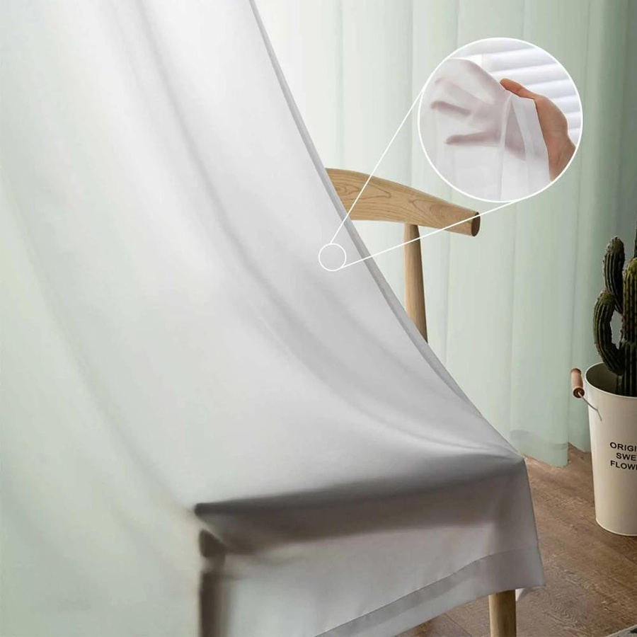 Yiran Furniture Transparente Tüll-Voile-Organza-Vorhänge mit grünem und weißem Farbverlauf, Breite: 135 cm, Höhe: 115 cm - Bild 2