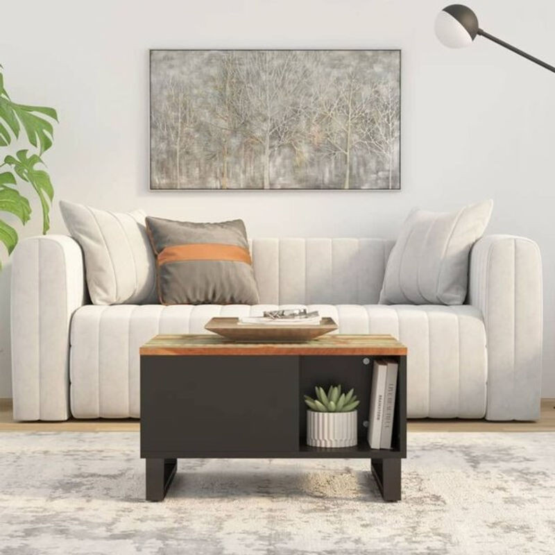 Vidaxl Couchtisch aus Massivholz im Industrial Design, Braun, B/T/H: 60 x 50 x 35 cm - Bild 1
