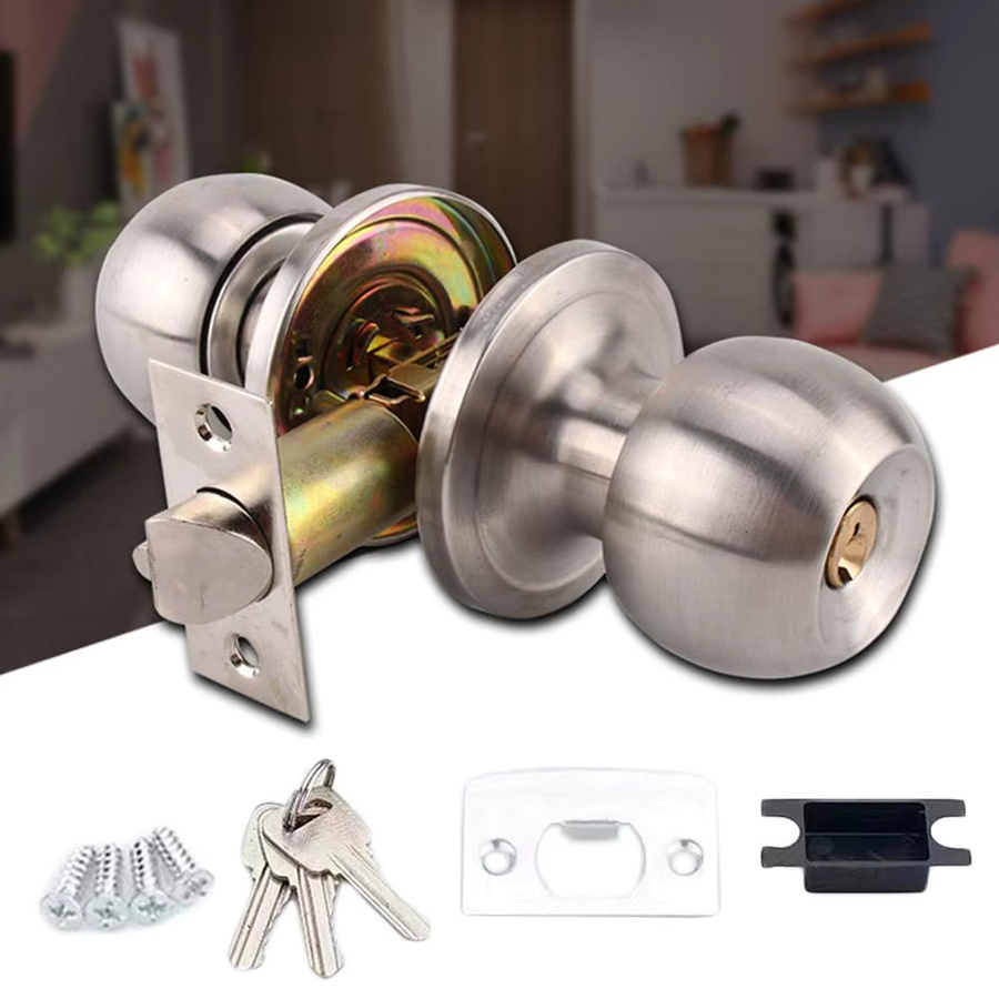 Universal Türgriff Knöpfe für Badezimmer, Eingang und Schlafzimmer in Silber mit Schlüssel und Türschloss-Zubehör - Bild 2