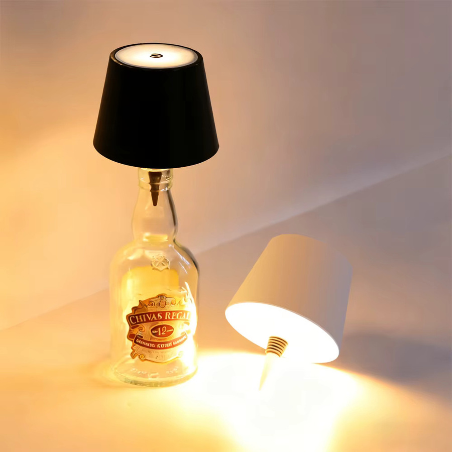 YNL Kabellose Weinflaschenlampe mit 3-Farben-Touch-Steuerung und stufenloser Dimmung, LED-Tischlampe für Bar, Café und Zuhause, B/T/H: 14,5 x 11,5 cm - Bild 2