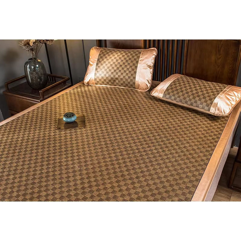 WASART Sommer-Bambus-Rattan-Matte für Erwachsene und Kinder, kühle Schlafmatte in Braun, B/T: 80 x 195 cm, 2er-Set - Bild 2