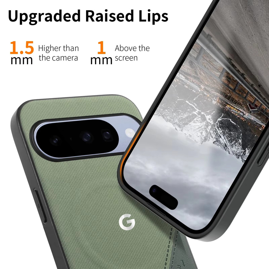 Business Gewebtes Leder MagSafe Wireless Charging Case für Google Pixel 10 Pro XL, 9 Pro, 10A und 9A – Stoßfeste Hülle in Grau und Grün - Bild 4