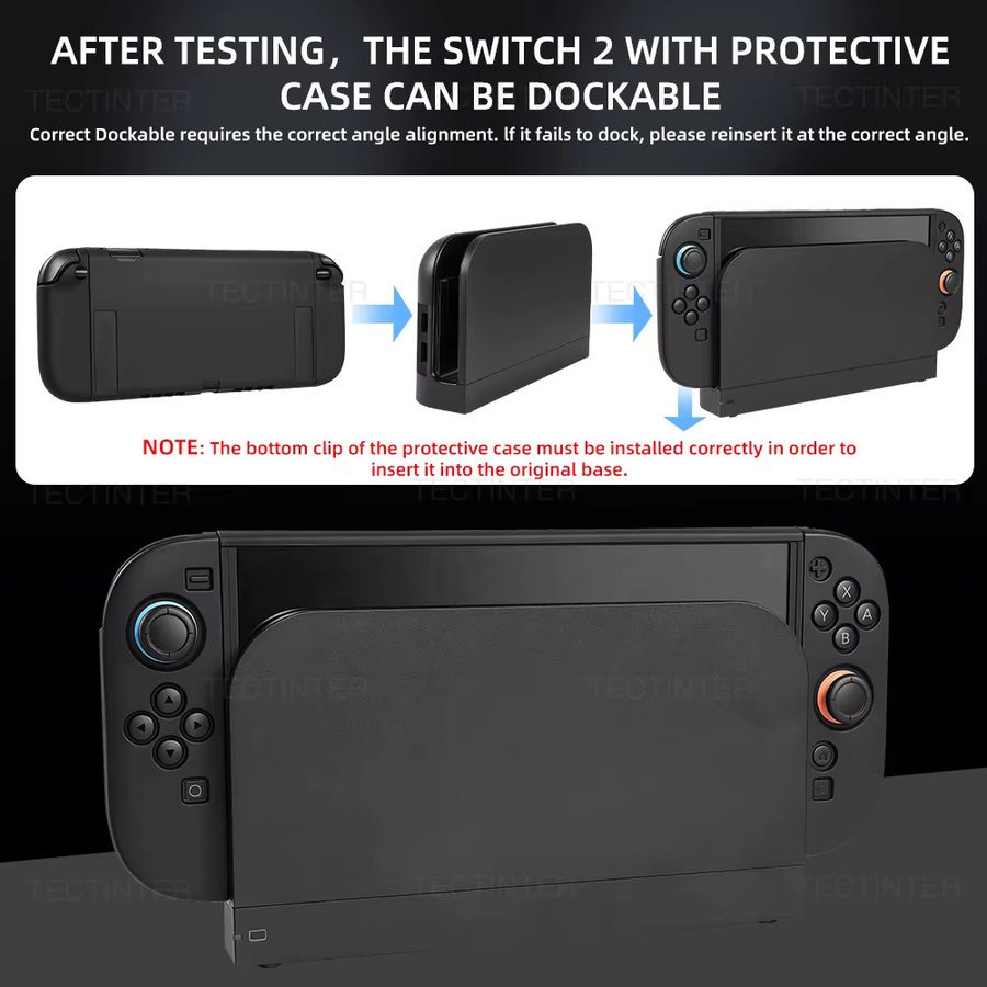 TECTINTER Silikon Schutzhülle für Nintendo Switch 2 in Schwarz, rutschfest und mit geteilter Abdeckung - Bild 4