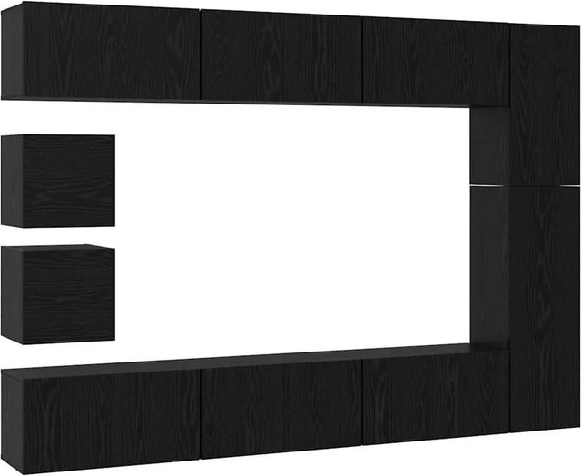 vidaXL TV-Schrankset 10-teilig modern Eiche Schwarz aus Holzwerkstoff für dein Wohnzimmer - Bild 1