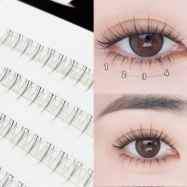 Mixiaohe 42 Cluster Flammen-Wimpern, transparenter Stiel, natürlich - Bild 1