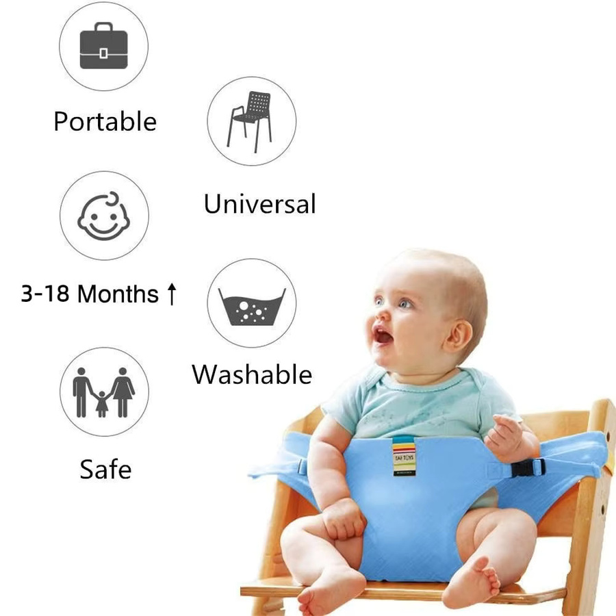 Tragbarer Baby-Esszimmerstuhl mit Sicherheitsgurt und waschbarem Sitzbezug in Rot - Bild 3