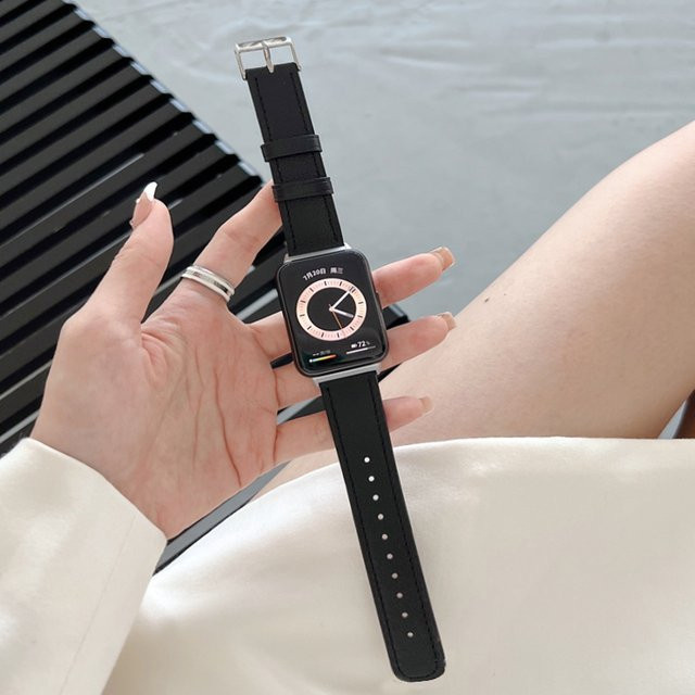 Uhrenarmband Leder, Schwarz, Vintage, für Huawei Uhr Fit 2 Smartwatch - Bild 1