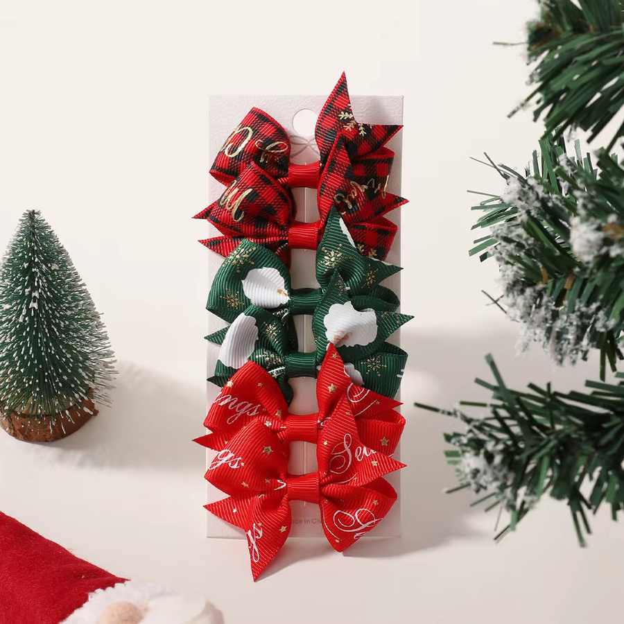 Kids Bows Haar Clips für Kinder, 6er Set, Weihnachten Motive - Bild 6