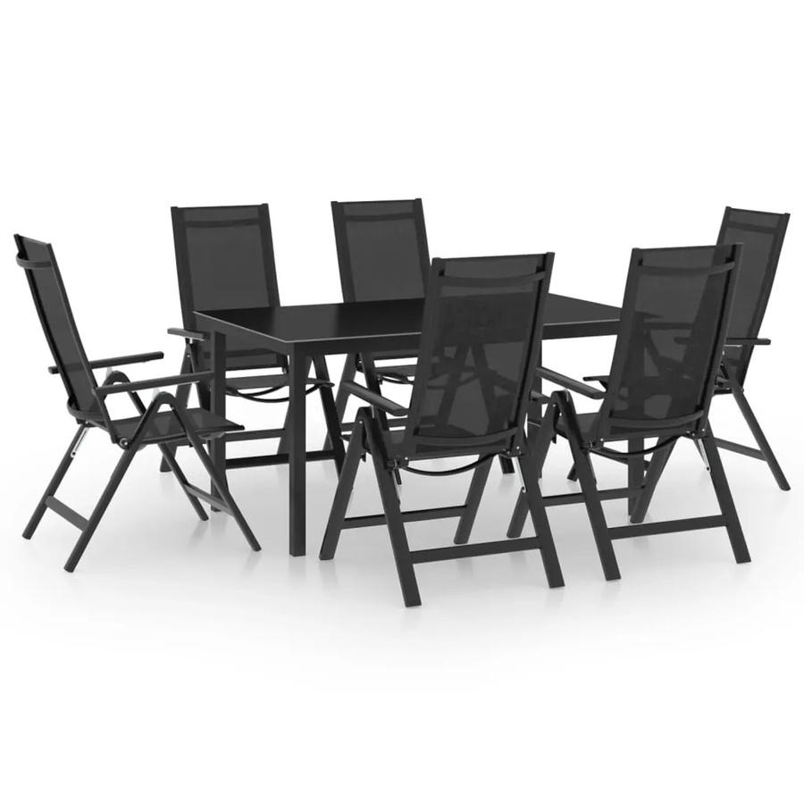 vidaXL 7-tlg Garten-Essgruppe aus Aluminium und Glas in Anthrazit - Bild 2