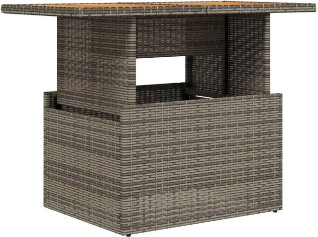 vidaXL Gartentisch aus Poly-Rattan und Akazienholz in Grau, B/T/H: 100 x 55 x 73 cm - Bild 1