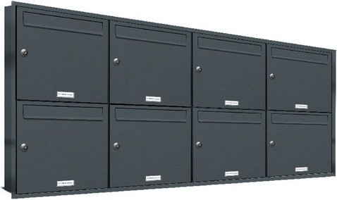 AL Briefkasten 8-Parteien Briefkasten-System für Unterputzmontage, grau, B/H/T: 157,2 x 72,4 x 11,6 cm - Bild 1