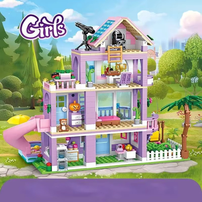 City Friends Mädchen-Villa Bausteine Set mit dreistöckigem Gebäude, Kokospalmen und Rutsche, mehrfarbig - Bild 2