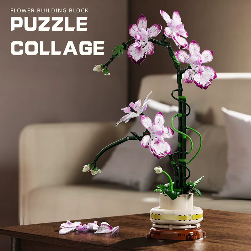HUATEC Orchideen-Baustein-Set, Blumenstrauß Phalaenopsis, 696 Teile, ab 12 Jahre - Bild 3