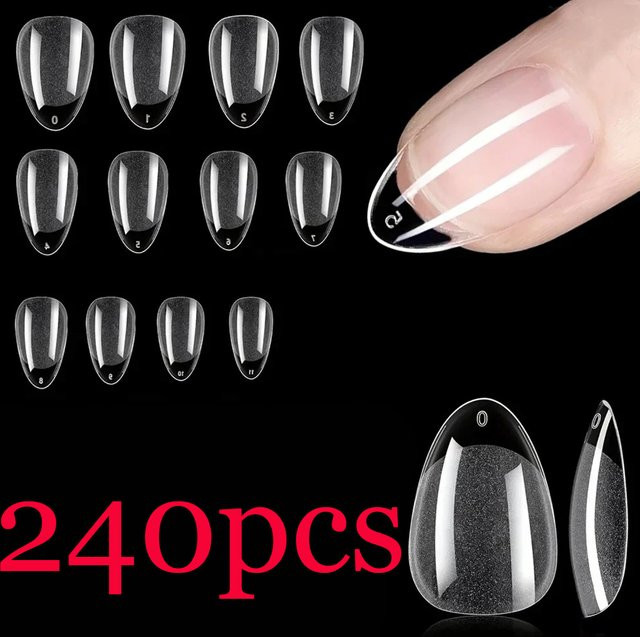 ARTAUG Nagelpits, 240 Stück, Mandelform, halb matt, Beige - Bild 1