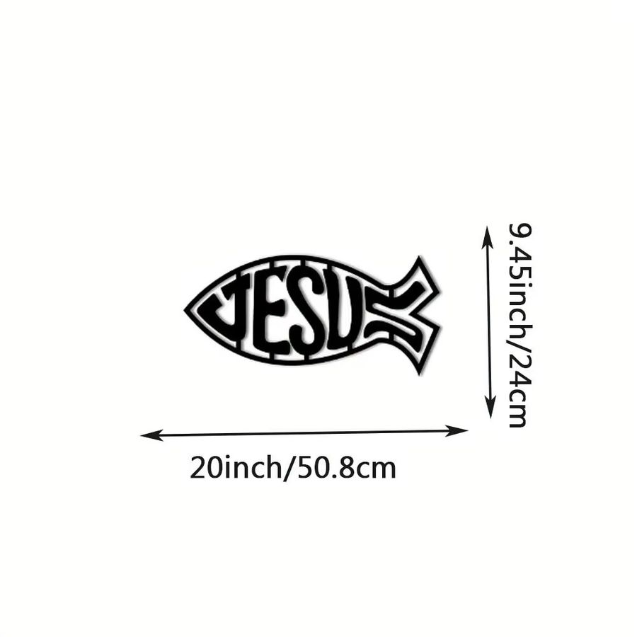 CIFbuy Metall-Jesus-Fisch Wandkunst Ichthys-Symbol als dekorative Eisen-Skulptur in Schwarz - Bild 3