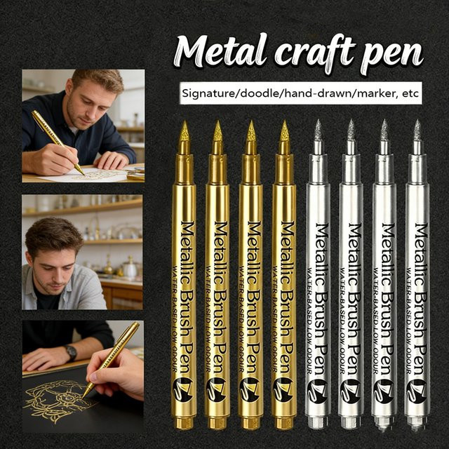 GN Wasserfeste Metallic-Pinselmarker Set mit Gold und Silber für DIY Resin-Malerei und Bastelbedarf - Bild 1