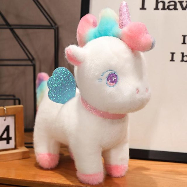 BC Pet Supplies Regenbogen-Einhorn-Fellspielzeug, ausgestopfte Einhornpuppen, ab 3 Jahre - Bild 1