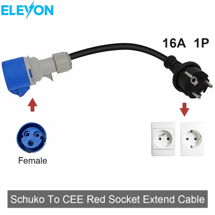 ELEVON Tragbares Elektrofahrzeug Ladegerät mit CEE Blau Buchse auf Schuko Stecker Adapter in Blau - Bild 2