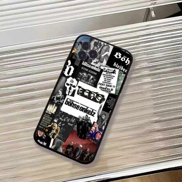 Band B-Bohse O-Onkelz Handyhülle aus weichem Silikon für iPhone 17, 16, 15, 14, 13, 12, 11, Plus, Pro Max, XS in Schwarz - Bild 1