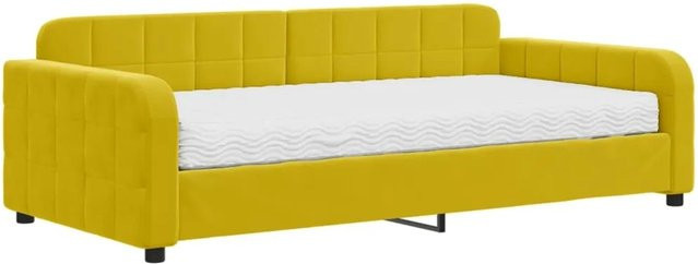 vidaXL Tagesbett mit Matratze in Gelb aus Samt mit Armlehnen, B/T/H: 200 x 100 x 71 cm - Bild 1