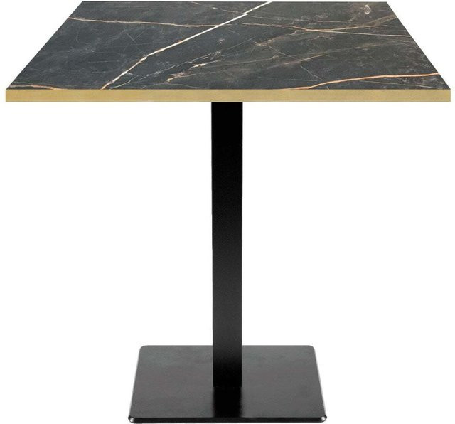 RestooTab Tisch Milan quadratisch in Schwarz mit Messingkanten, B/T/H: 70 x 70 x 75 cm - Bild 1