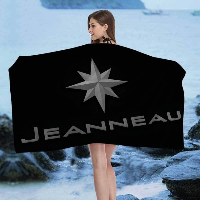 J-Jeanneau-U Mikrofaser-Strandtuch aus Polyester und Baumwolle, schnelltrocknend und super saugfähig, maritime Grafik, Farbe: Schwarz, B/H: 70 x 150 cm - Bild 1