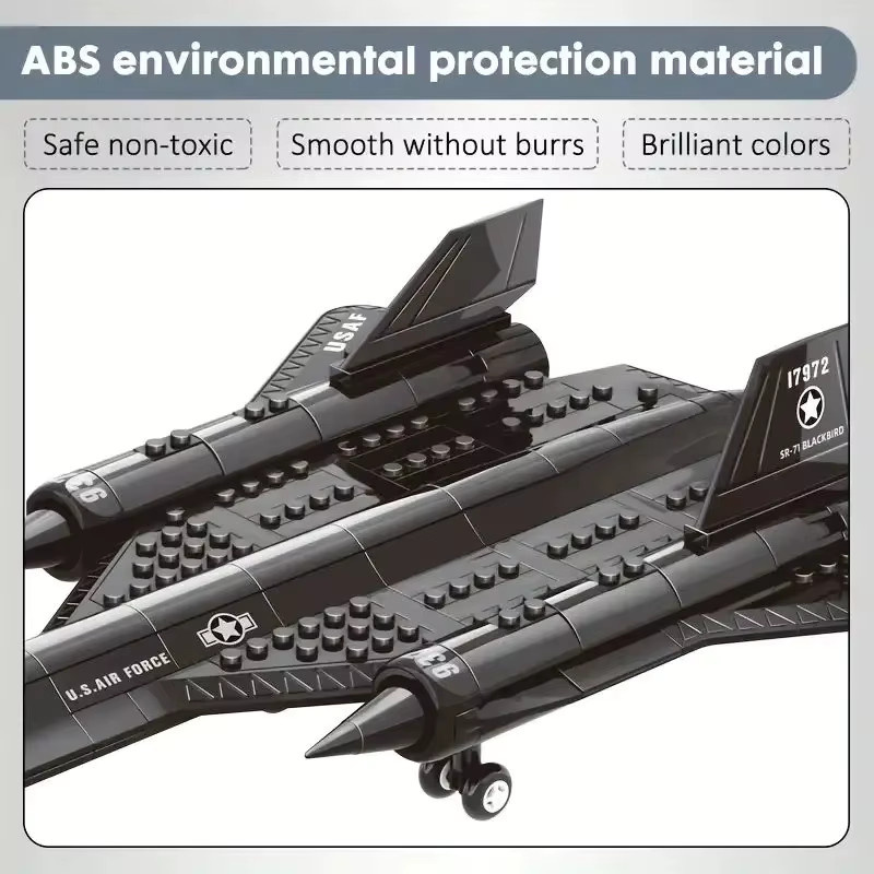 FUNXINEE SR71 Blackbird Stealth Überschall Aufklärungsflugzeug, Bausteine, Schwarz - Bild 5