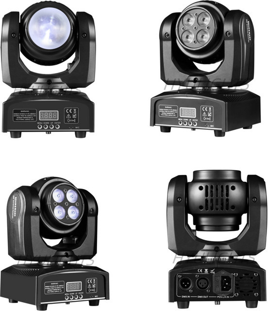 HYULIGHTS Mini LED Moving Head 360 Grad Wash und Beam Effekt, 4x12W RGBW 4in1 Bühnenbeleuchtung, Schwarz - Bild 1