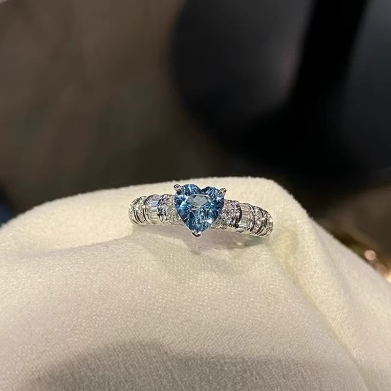 Anu Schmuck Mädchenring, 925 Silber, Blauer Herzförmiger Eisblumen-Schliff, Kinder - Bild 2