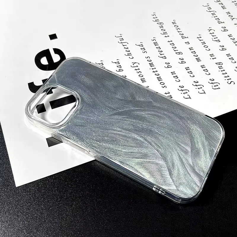 Luxus Laser Hard Cover Handyhülle für Samsung Galaxy A03, A04, A04E, F04, M04 und M13 5G in Silber Farbverlauf - Bild 3
