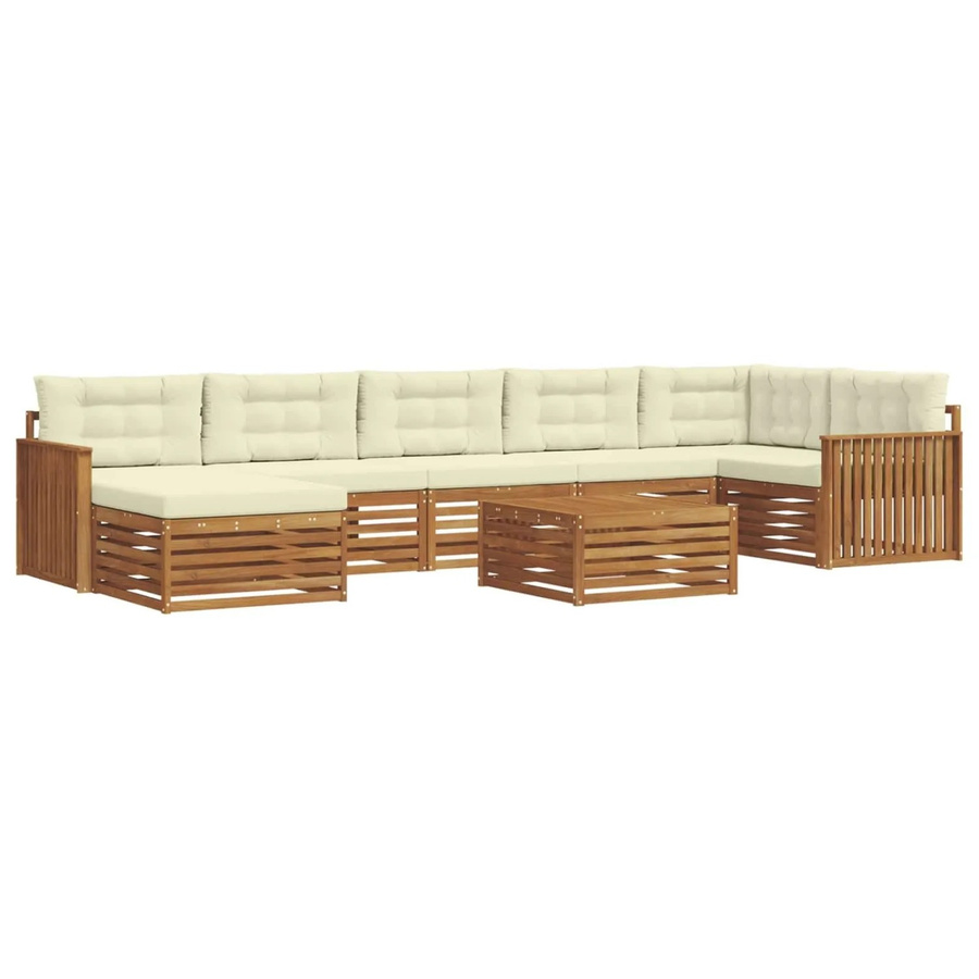 vidaXL Sofagarnitur 8-teilig aus Massivholz Akazie in Natur und Creme mit Polsterkissen - Bild 2