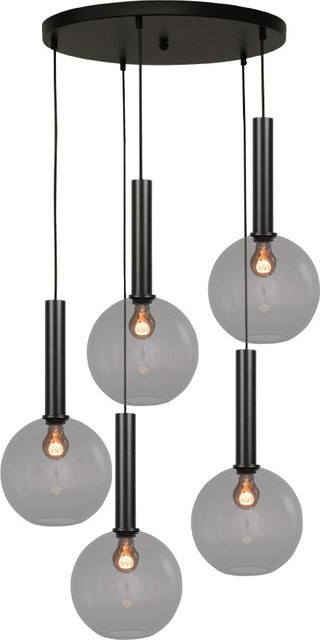 Masterlight Bella 2 Pendelleuchte 5-flammig rund in Rauchgrau und Schwarz matt mit Glaselementen - Bild 1