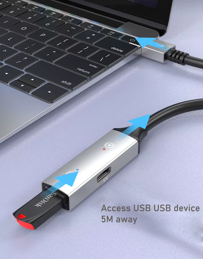 Aktives USB 3.0 Verlängerungskabel mit Booster Stecker auf Buchse in Schwarz oder Grau - Bild 2