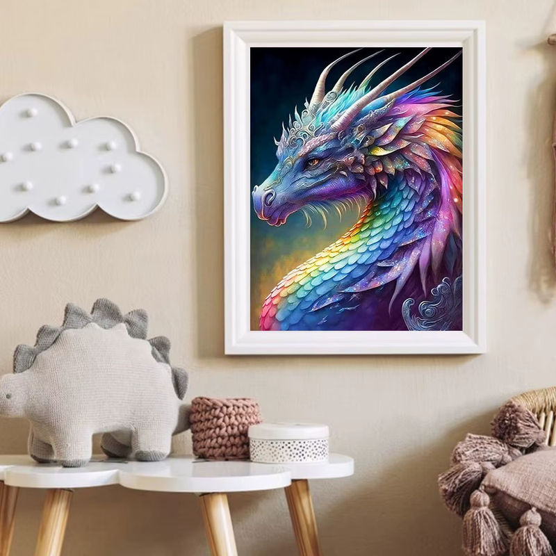 HUACAN Diamond Painting Drachen Mosaik DIY 5D Stickerei Set, Mehrfarbig, Breite: 20 cm, Höhe: 30 cm - Bild 4